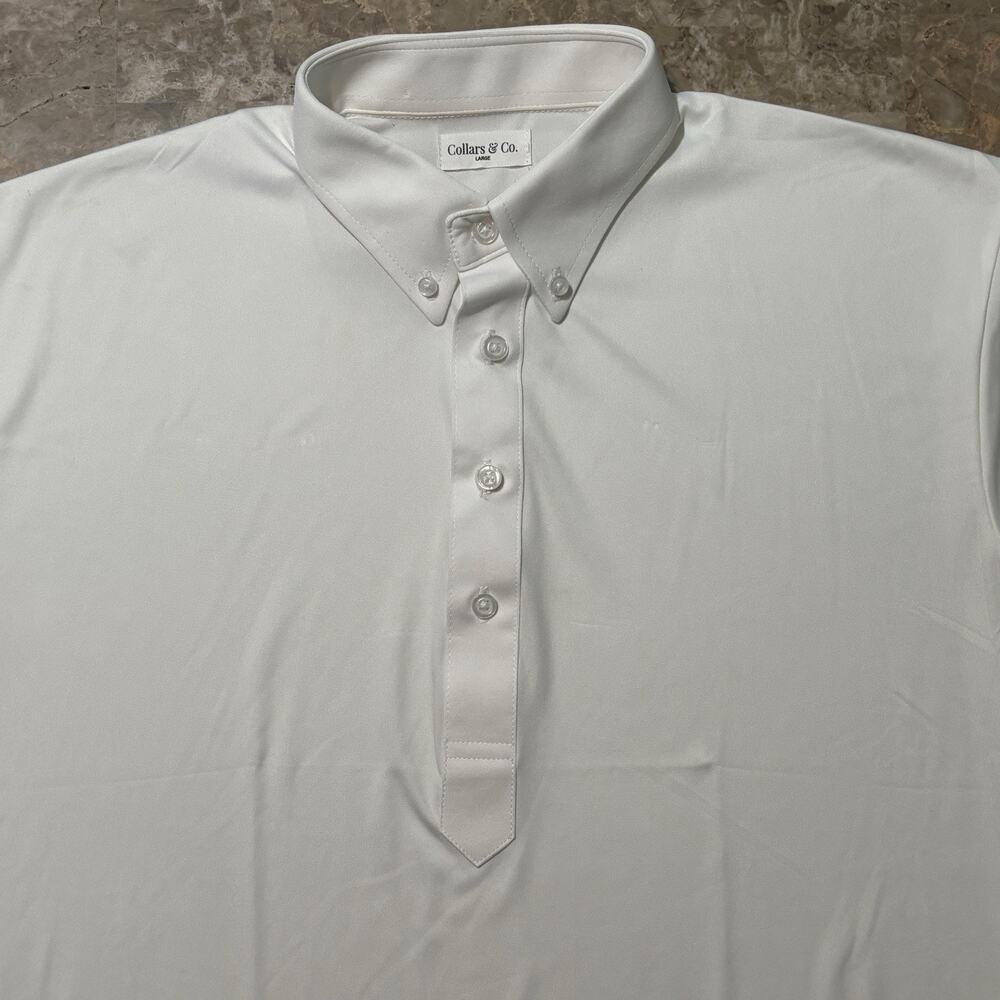 Collars And Co Polo Shirt Mens Large White Solid Dress Collar Lightweight FAIR